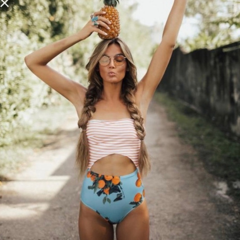 Albion Fit Clementine Orange Stripe Swim